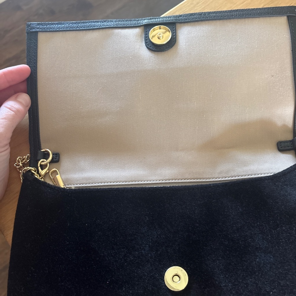 Talbots black velvet bow clutch crossbody bag holiday evening - Picture 3 of 7